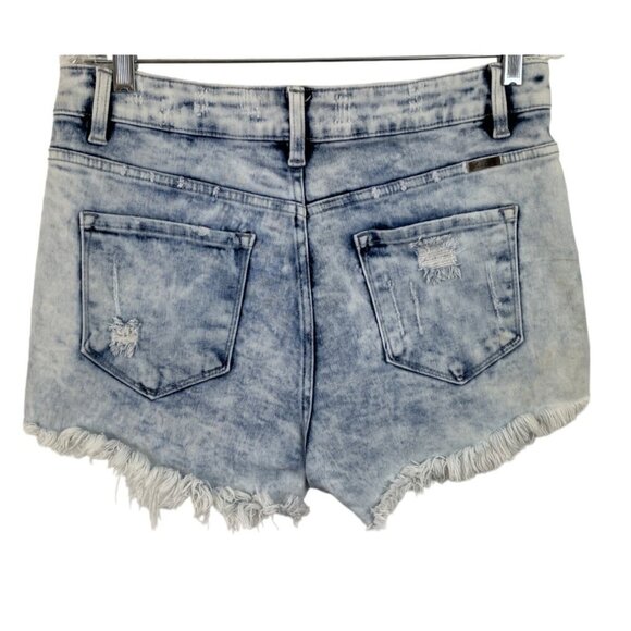 Rancan Womens Size XL Blue Denim Acid Washed Distressed Cut Off Jean Shorts - Picture 4 of 8